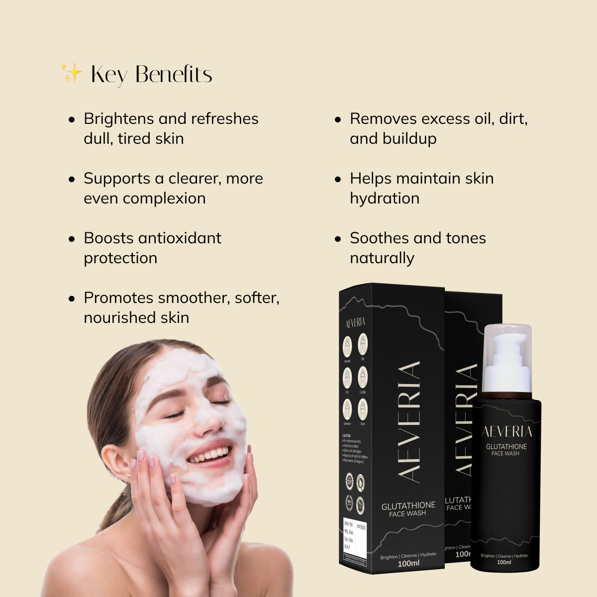 Glutathione Face Wash Brightening Cleanser by Aeveria Glutathione Face Wash Brightening Cleanser by Aeveria